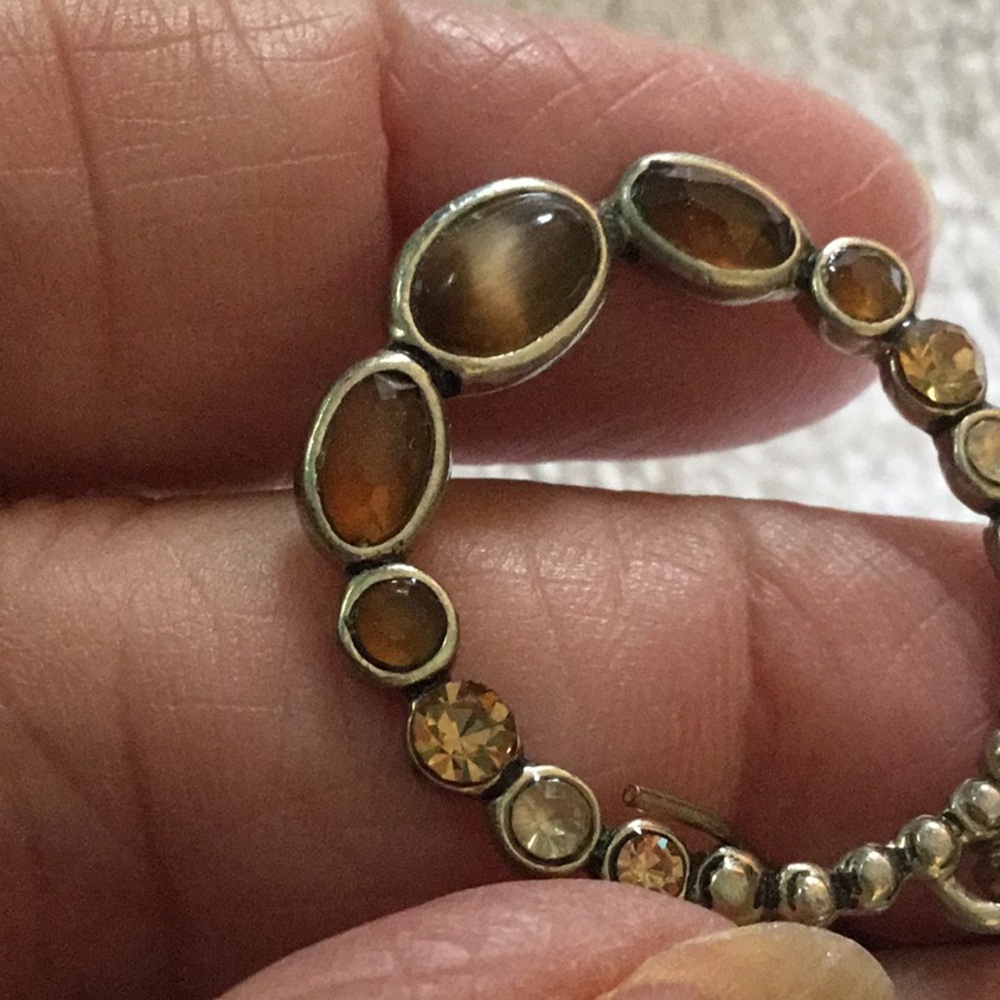 Liz Claiborne Brown Stone Hoop Earrings